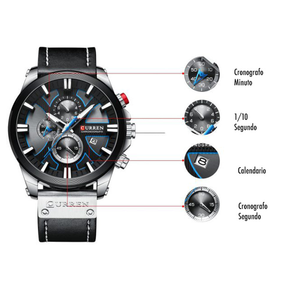 Reloj Curren 8346 Hombre Pulso Cuero